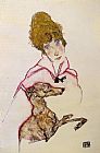 Woman with Greyhound Edith Schiele by Egon Schiele